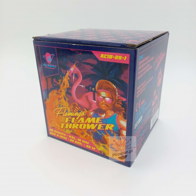 Wyrzutnia Flamingo Flamethrower Albert 25 strzałów fajerwerki Piroman.pl