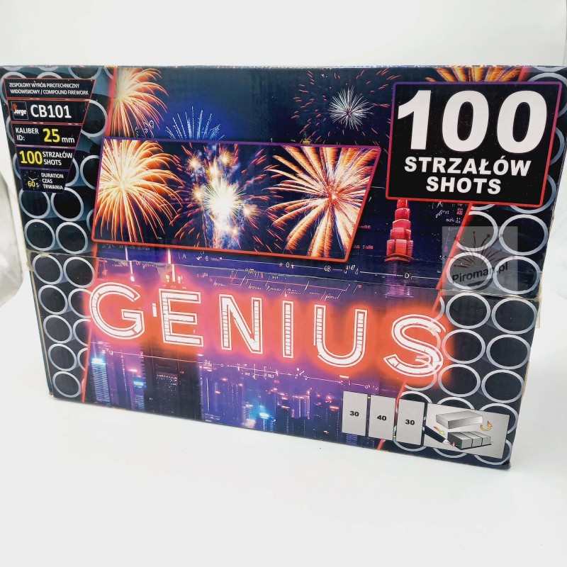 Wyrzutnia Genius CB101 Jorge – 100 strzałów, kaliber 25 mm, efektowny pokaz fajerwerków