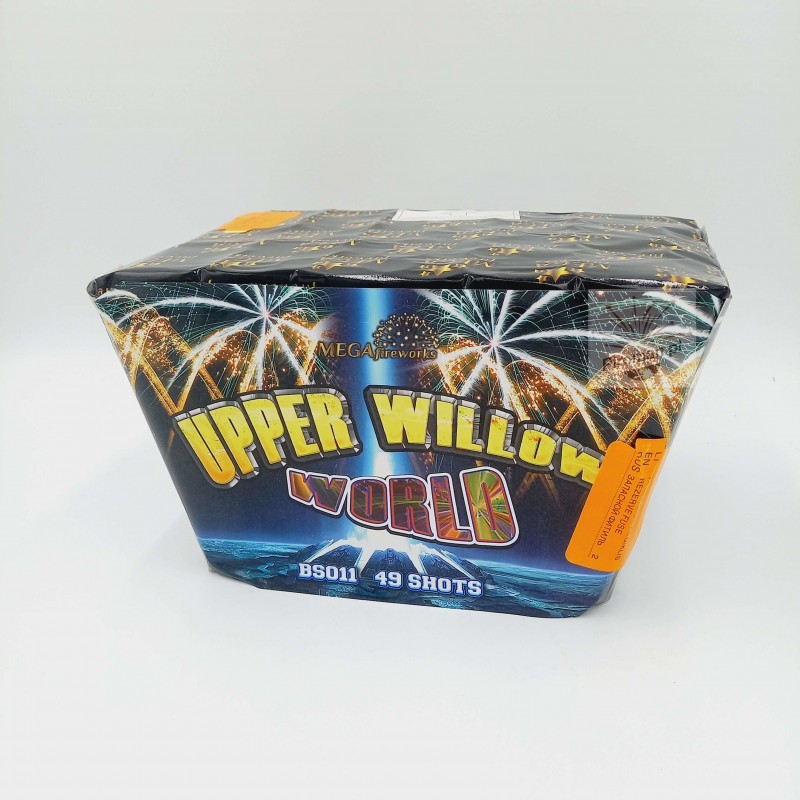 UPPER WILLOW WORLD BS011 – wyrzutnia kątowa 49 strzałów, kaliber 20 mm, Mega Fireworks, dostępna w Piroman.pl