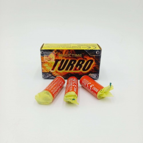 Petarda hukowa Turbo P1221 Magic Time – 10 sztuk, 0,45 g NEC/szt, głośny huk, odpalana lontowo, dostępna w Piroman.pl