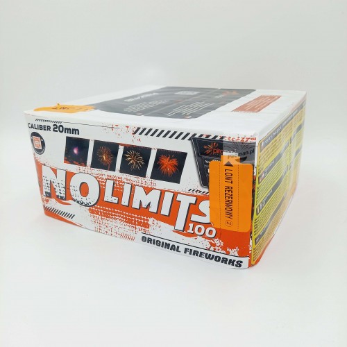 PXB2438 NO LIMITS – 100 strzałów, kaliber 20 mm, kolorowe efekty i crackling, dostępne w Piroman.pl