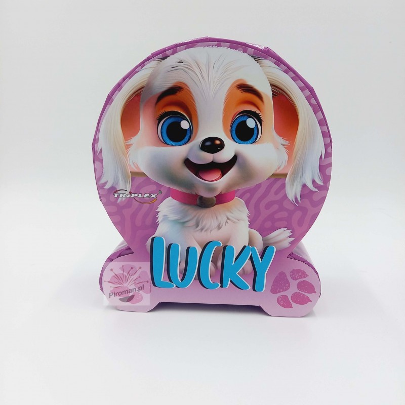 TXF843 Lucky Triplex – fontanna pirotechniczna z kolorową grafiką i efektem srebrno-złotych iskier
