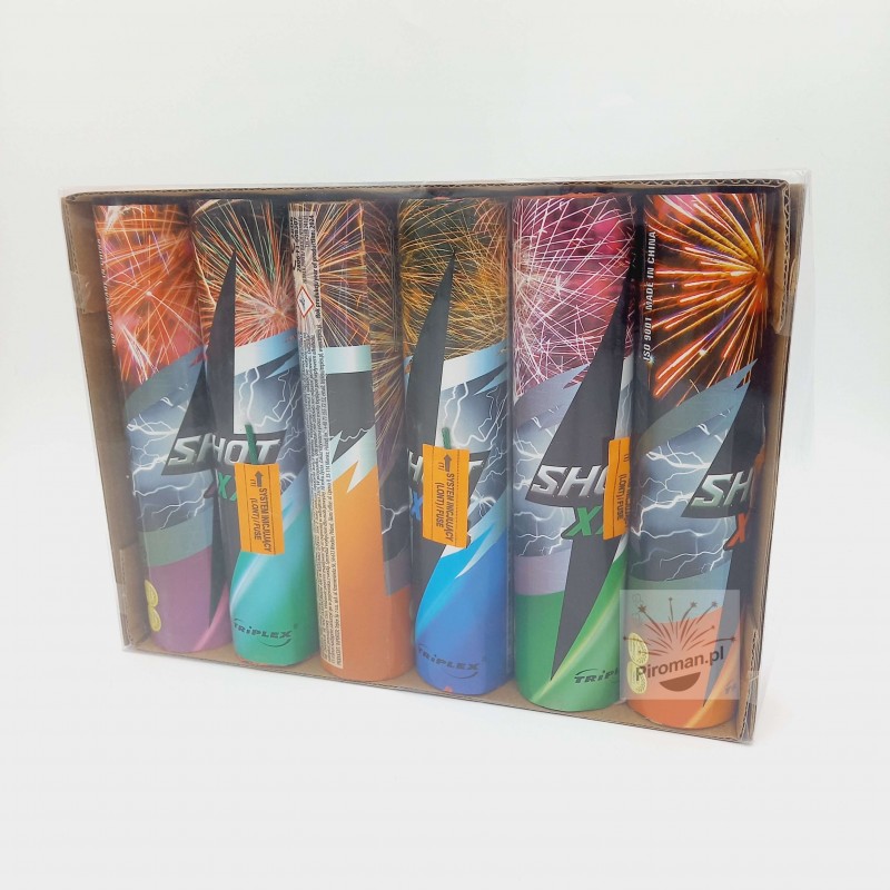 Single Shot XXL Triplex TXC734, 6 strzałów 40 mm, spektakularne efekty, idealny na pokazy, Piroman.pl