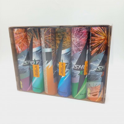 Single Shot XXL Triplex TXC734, 6 strzałów 40 mm, spektakularne efekty, idealny na pokazy, Piroman.pl