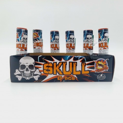 CLE5008 Skull SRPyro – hukowe single shoty z czaszką, głośne wystrzały, sylwester, Halloween