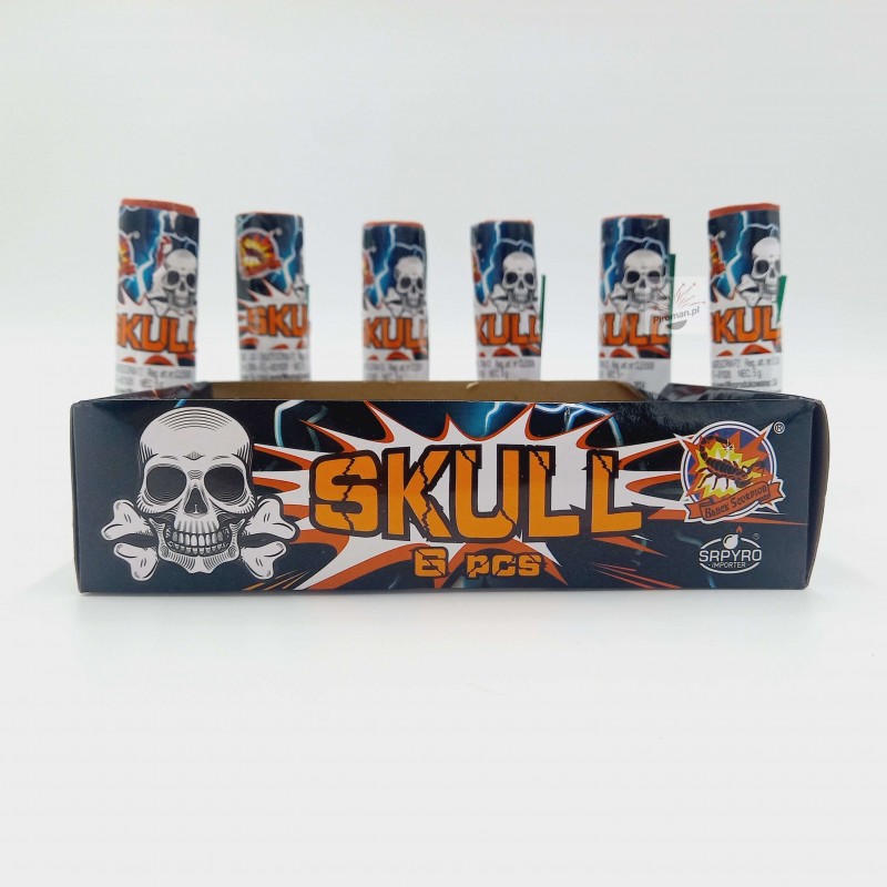 CLE5008 Skull SRPyro – hukowe single shoty z czaszką, głośne wystrzały, sylwester, Halloween