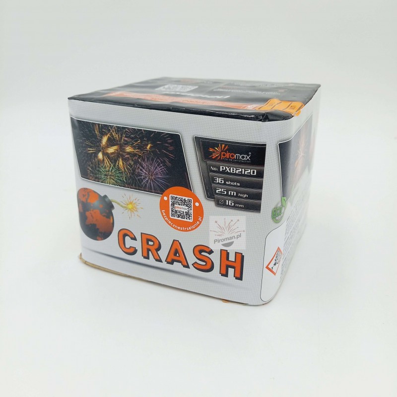 Piromax Crash PXB2120 – 36 strzałów 16mm, kolorowe efekty, wyrzutnia na Sylwestra, Piroman.pl