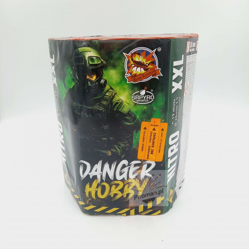 Nitro XXL SrPyro – 19 strzałów 38mm, seria Danger Hobby, mocne efekty, huk, Piroman.pl