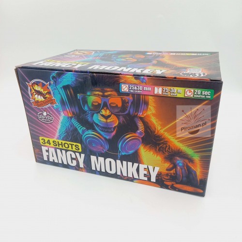Fancy Monkey CLE4422 – 34 strzały 25–30mm, kolorowa wyrzutnia SRPYRO, świetny efekt, Piroman.pl