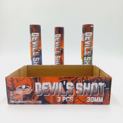 CLE5001 Devils Shot – 3 hukowe single shoty 30mm SRPYRO, mocny dźwięk, dostępne w Piroman.pl