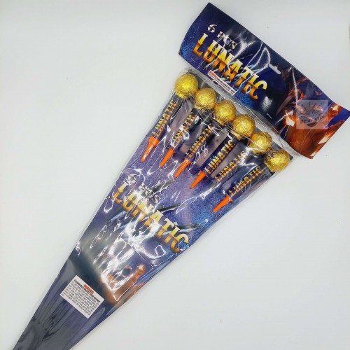 Rakiety Lunatic CLE2605-1 – 6 sztuk, 50g NEC, huk + efekty wizualne, dostępne w Piroman.pl, 18+