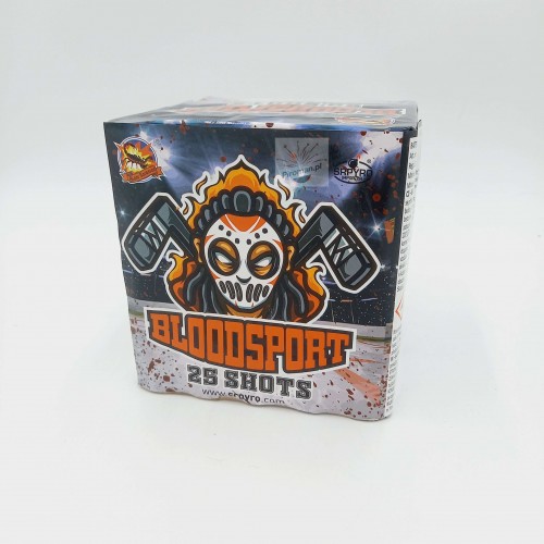 Bloodsport CL4822D SrPyro – 25 strzałów 20 mm, kolorowe efekty i huk. Kup w Piroman.pl – idealna wyrzutnia na Sylwestra!