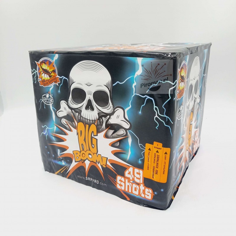 SrPyro BIG BOOM CLE4235B – 49 strzałów, kaliber 30 mm, efekt Titanium Salute, idealna wyrzutnia hukowa, dostępna w Piroman.pl